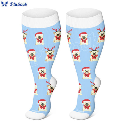 Chaussettes de compression Père Noël flocon de neige grande taille (3 paires) - image 3