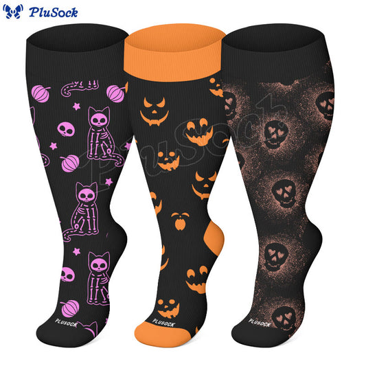 Chaussettes de compression grande taille motif chat à rayons X (3 paires) - image 1