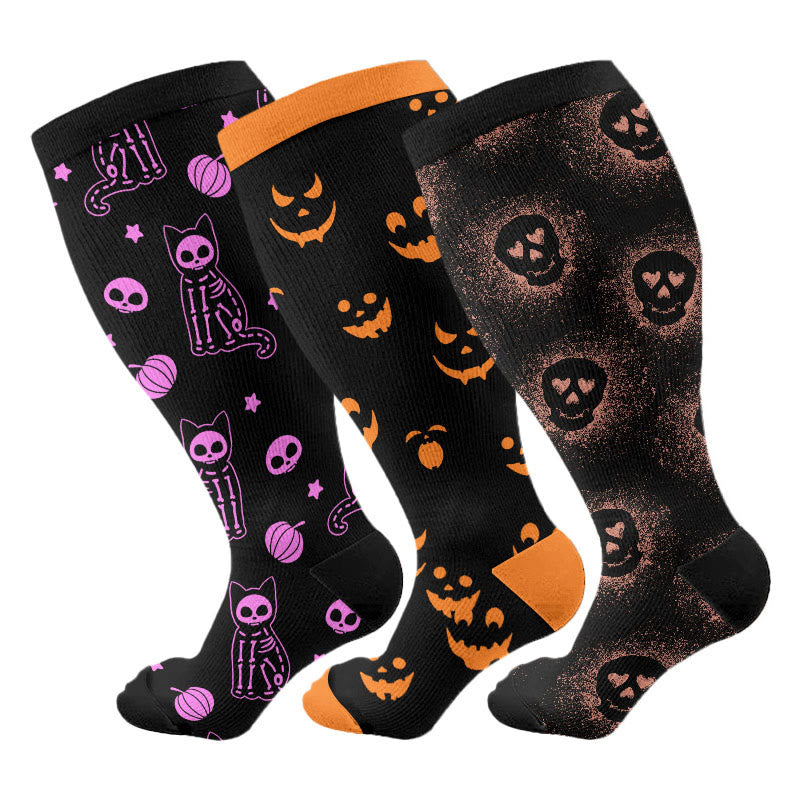 Chaussettes de compression grande taille motif chat à rayons X (3 paires) - Multicolore - 4XL - image 1