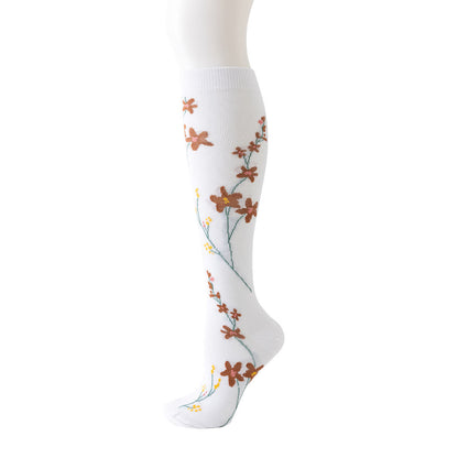Chaussettes de compression à motif floral blanc (6 paires) - Café - L/XL - image 5