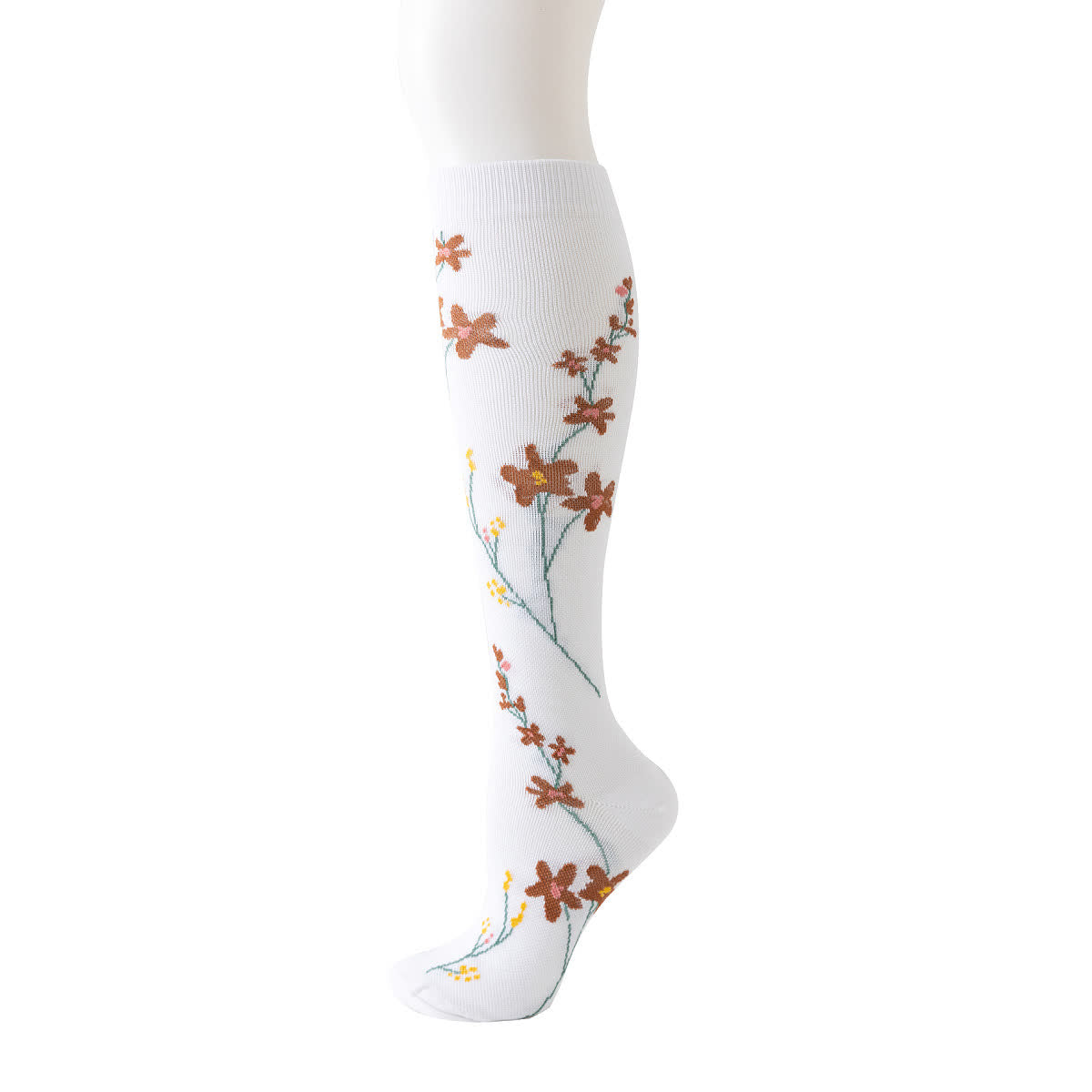 Chaussettes de compression à motif floral blanc (6 paires) - image 4