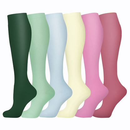 Chaussettes de compression de couleur unie et lumineuse (6 paires) - image 0