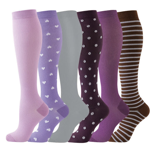 Chaussettes de compression à pois violets (6 paires) - Multicolore - S/M - image 1