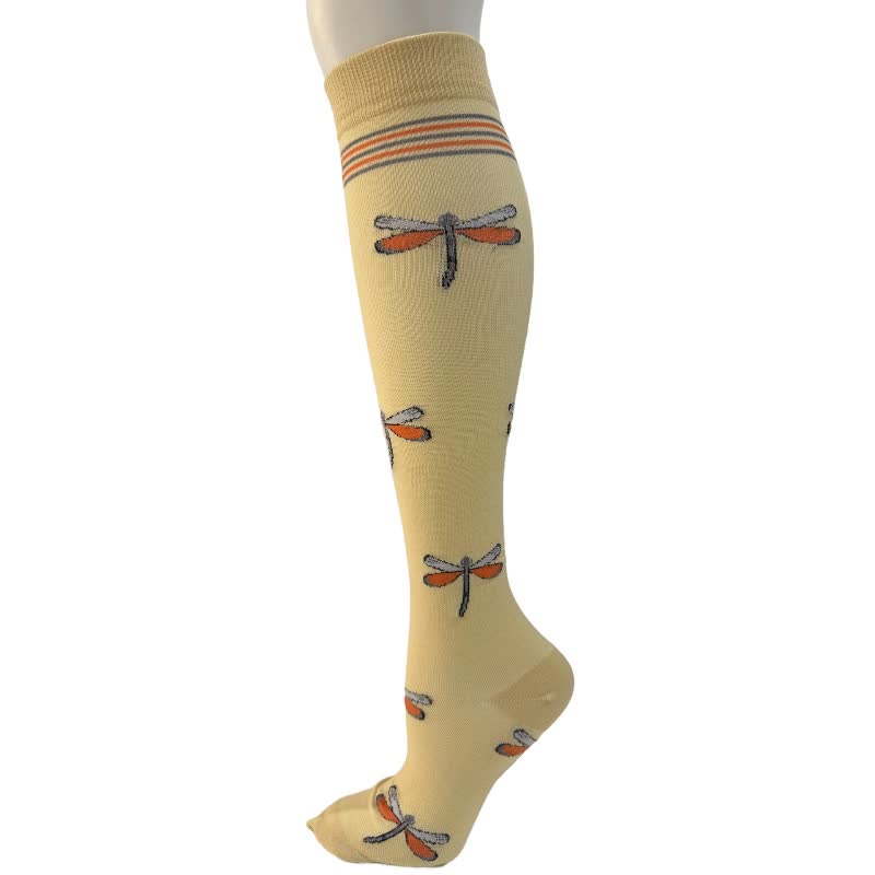 Chaussettes de compression hautes à rayures et cœurs libellules (6 paires) - E - S/M - image 5