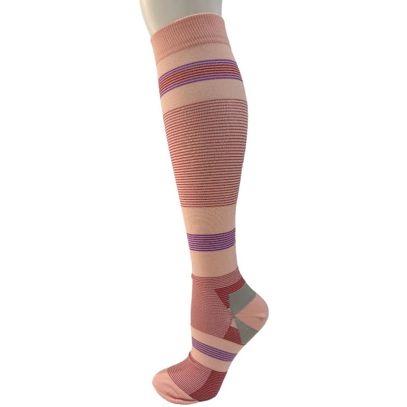Chaussettes de compression hautes à rayures et cœurs libellules (6 paires) - UN - S/M - image 1