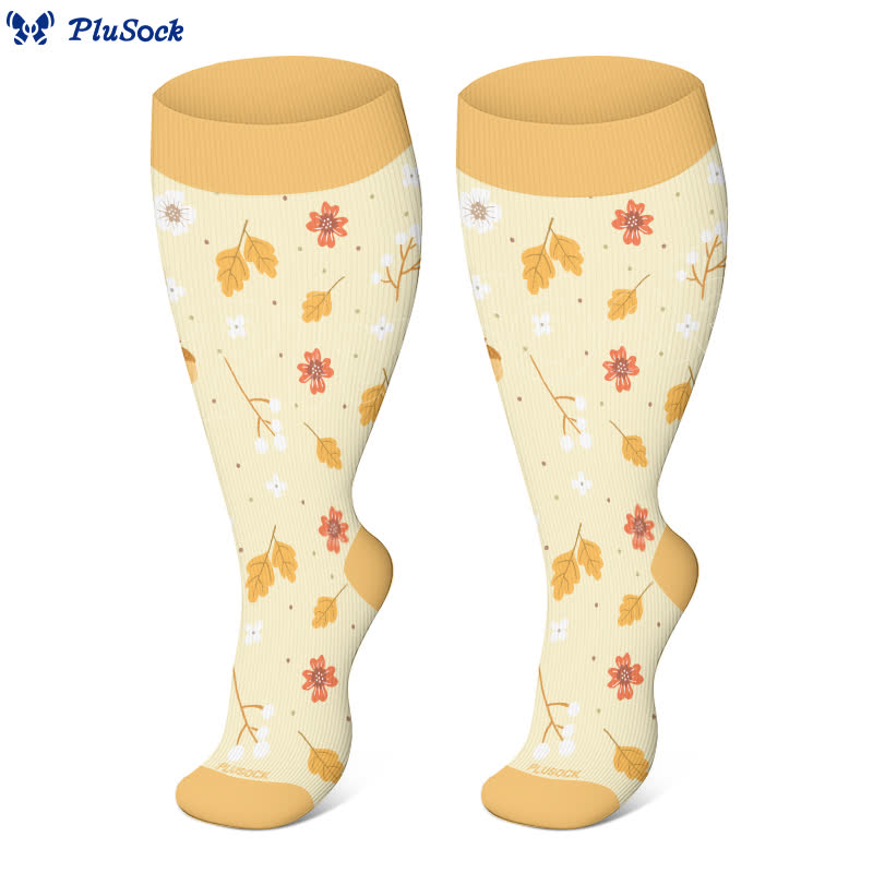 Chaussettes de compression à imprimé feuilles d'écureuil grande taille - image 2