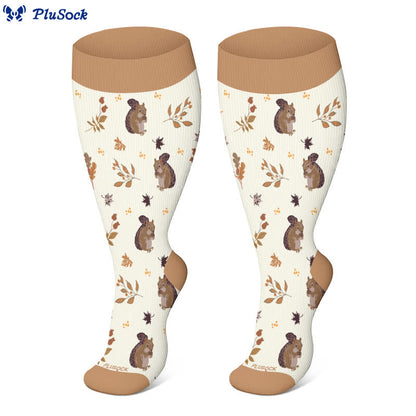 Chaussettes de compression grandes tailles à motif feuilles d'écureuil - image 3