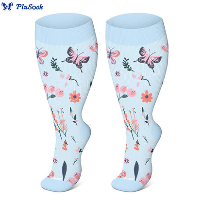 Chaussettes de compression à imprimé papillon et fleurs grande taille (3 paires) - image 3