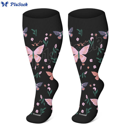 Chaussettes de compression à imprimé papillon et fleurs grande taille (3 paires) - image 2