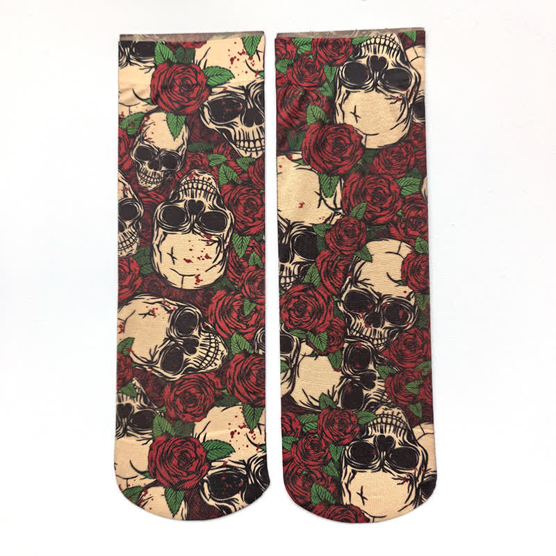Chaussettes à imprimé tête de mort et Fuchsia d'Halloween (4 paires) - D - EU36-42 (US3-8.5) - image 4