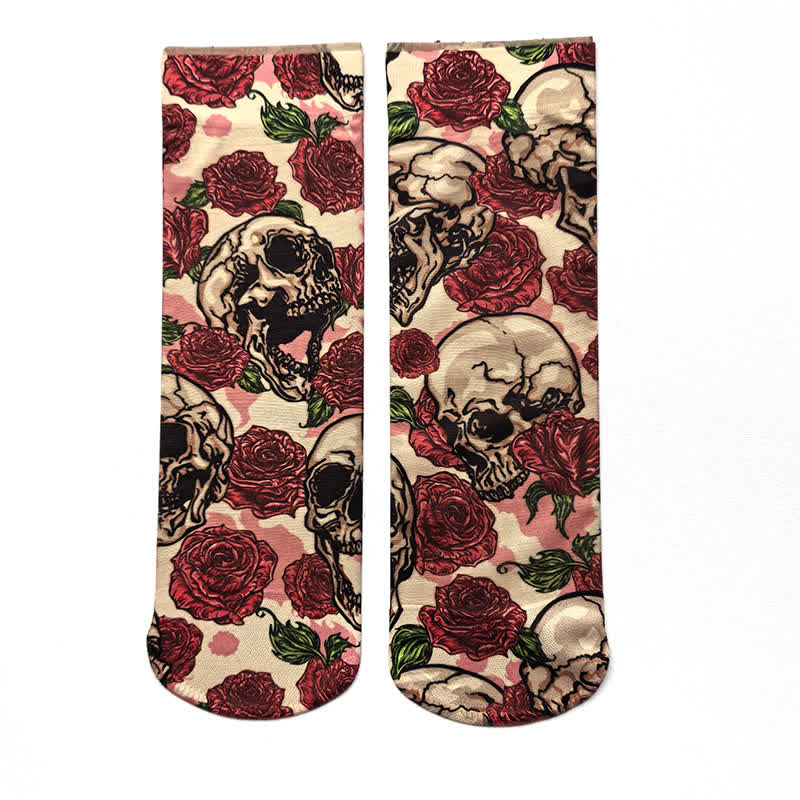 Chaussettes à imprimé tête de mort et Fuchsia d'Halloween (4 paires) - B - EU36-42 (US3-8.5) - image 2
