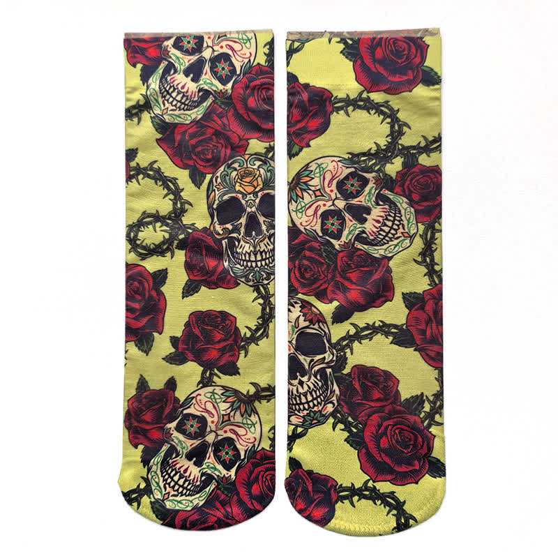 Chaussettes à imprimé tête de mort et Fuchsia d'Halloween (4 paires) - C - EU36-42 (US3-8.5) - image 3