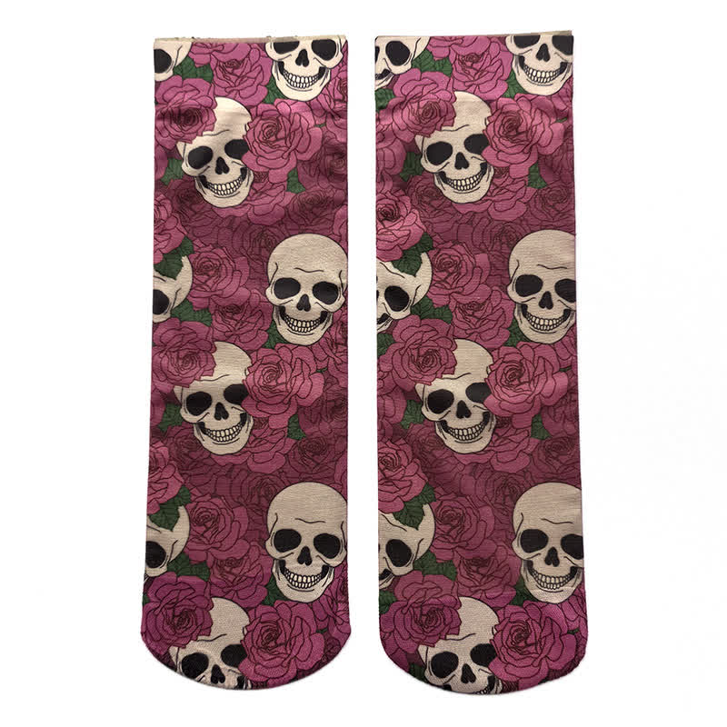 Chaussettes à imprimé tête de mort et Fuchsia d'Halloween (4 paires) - UN - EU36-42 (US3-8.5) - image 1