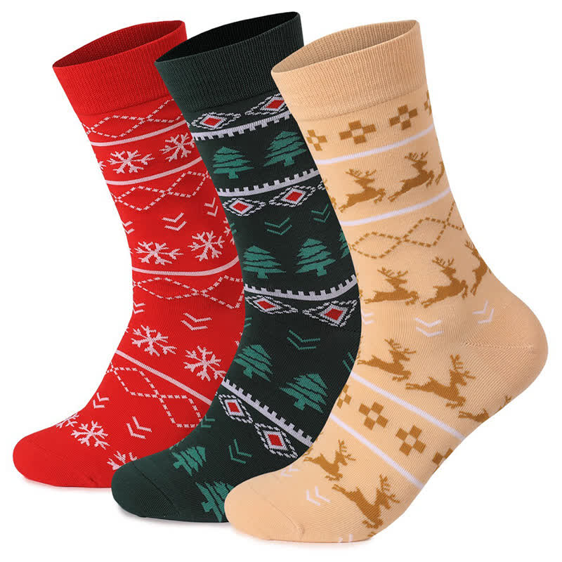 Chaussettes de Noël motif élan (3 paires) - Multicolore - EU36-46 (US4-12) - image 1