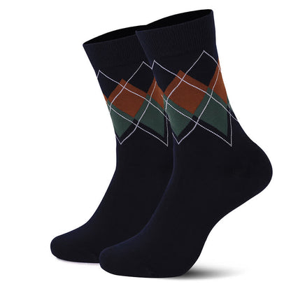Chaussettes à carreaux style britannique (4 paires) - Noir - EU38-47 (US5-12) - image 3