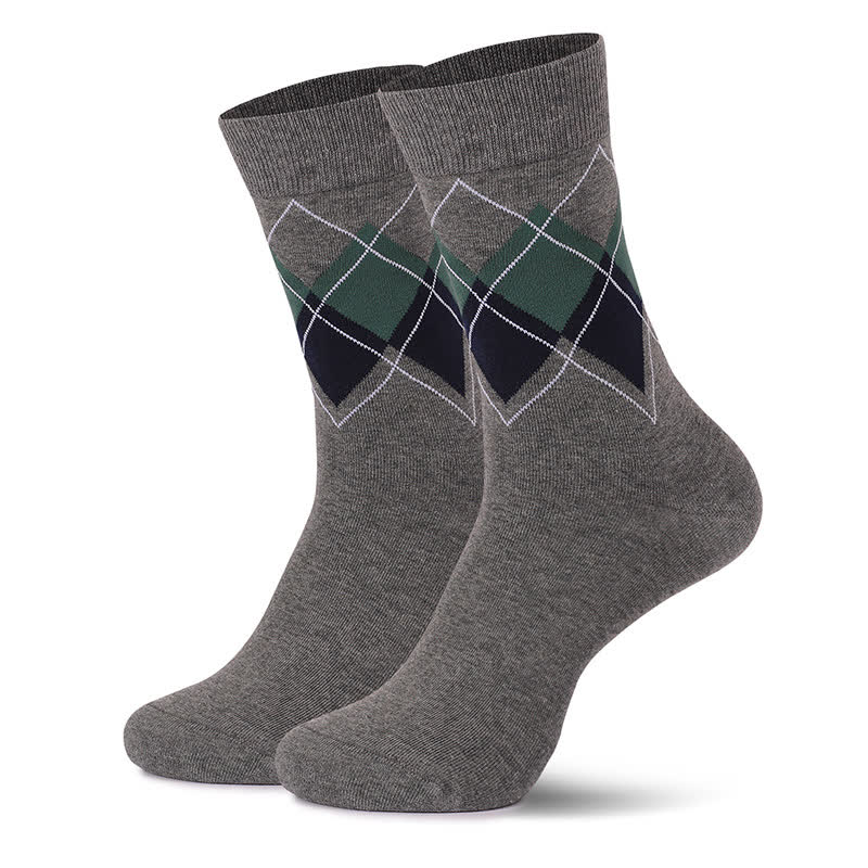 Chaussettes à carreaux style britannique (4 paires) - Gris foncé - EU38-47 (US5-12) - image 9