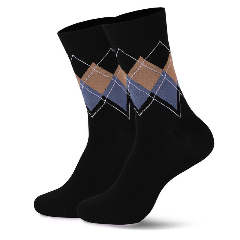 Chaussettes à carreaux style britannique (4 paires) - Noir et bleu - EU38-47 (US5-12) - image 12