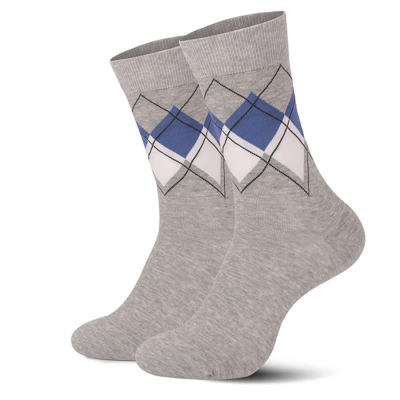 Chaussettes à carreaux style britannique (4 paires) - Gris - EU38-47 (US5-12) - image 6