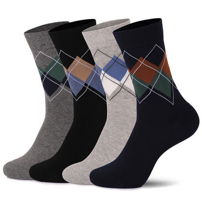 Chaussettes à carreaux style britannique (4 paires) - Multicolore - EU38-47 (US5-12) - image 1