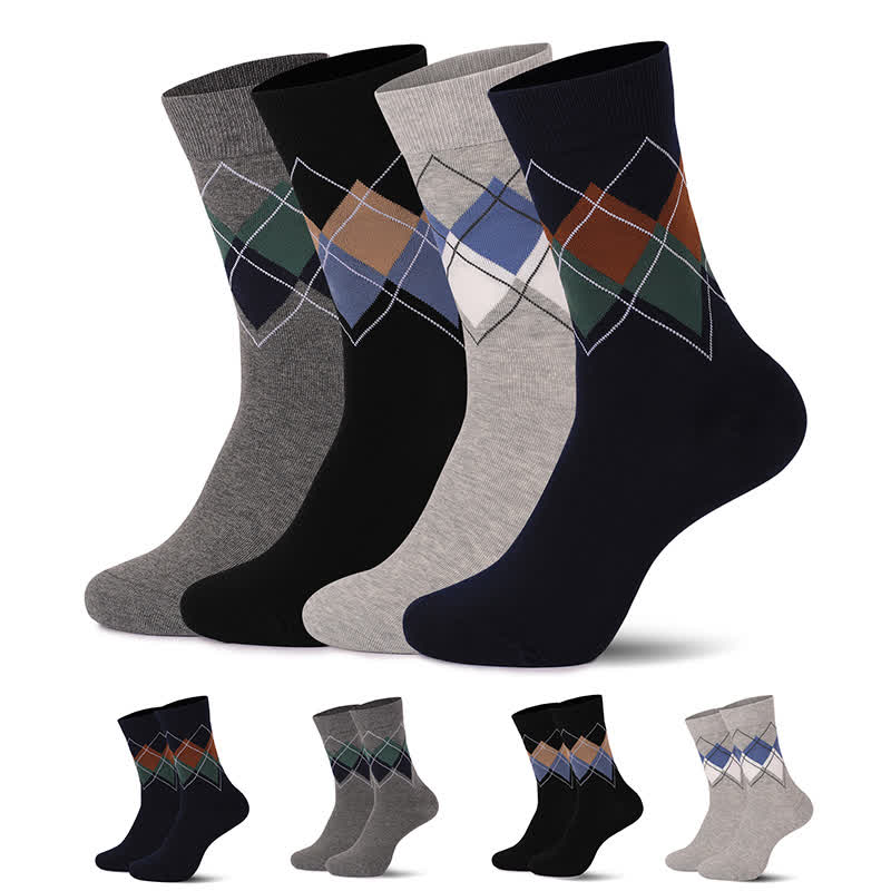 Chaussettes à carreaux style britannique (4 paires) - image 0