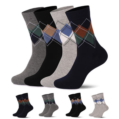 Chaussettes à carreaux style britannique (4 paires) - image 0