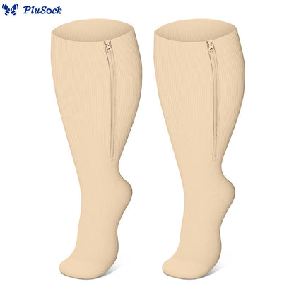 Chaussettes de compression classiques à fermeture éclair grandes tailles 2XL - 7XL (3 paires) - Nu - 7XL - image 12