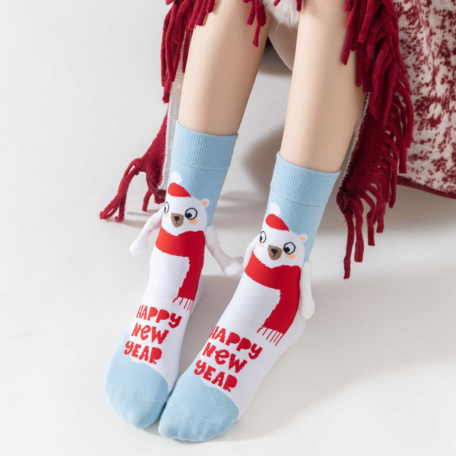 Chaussettes courtes amusantes main dans la main grande taille (3 paires) - image 4