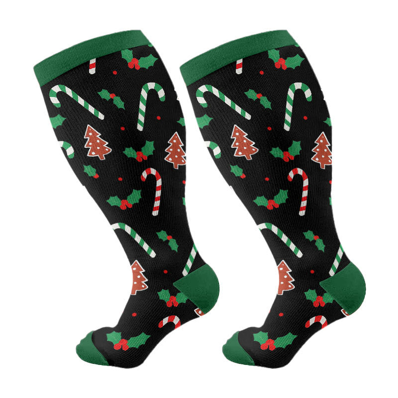 Chaussettes de compression Jolly Christmas grande taille - Noir - 4XL - image 5
