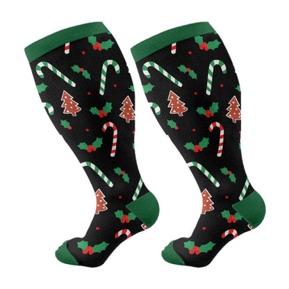 Chaussettes de compression Jolly Christmas grande taille - Noir - 4XL - image 5