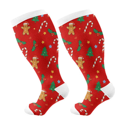 Chaussettes de compression « Joyeux Noël » grandes tailles - Rouge - 4XL - image 6