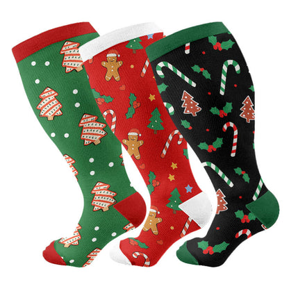 Chaussettes de compression Jolly Christmas grande taille - image 1