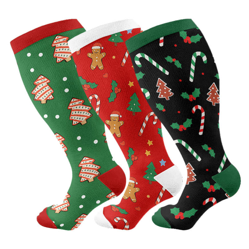 Chaussettes de compression « Joyeux Noël » grandes tailles - image 1