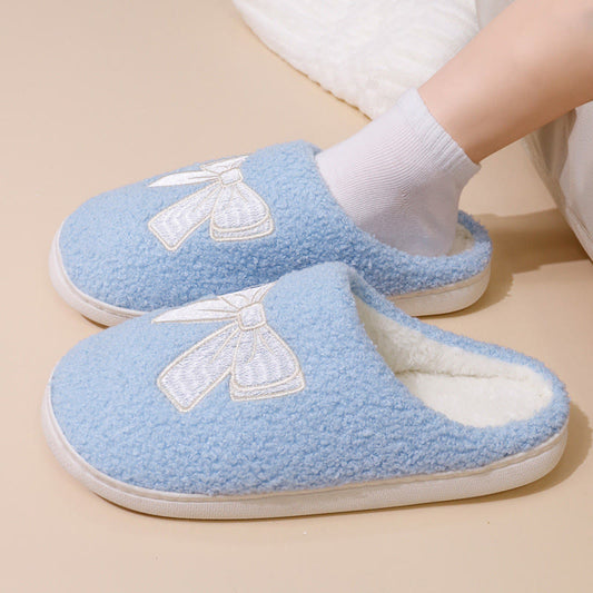 Chaussons bleus à nœud grande taille - image 0