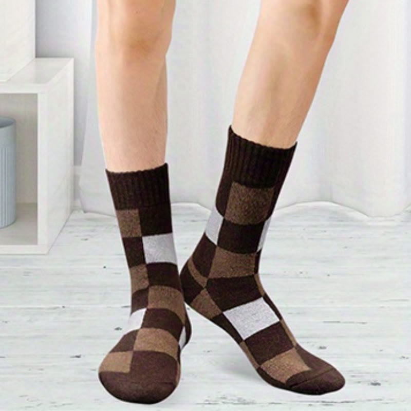 Chaussettes longues chaudes à carreaux grande taille (3 paires) - image 1