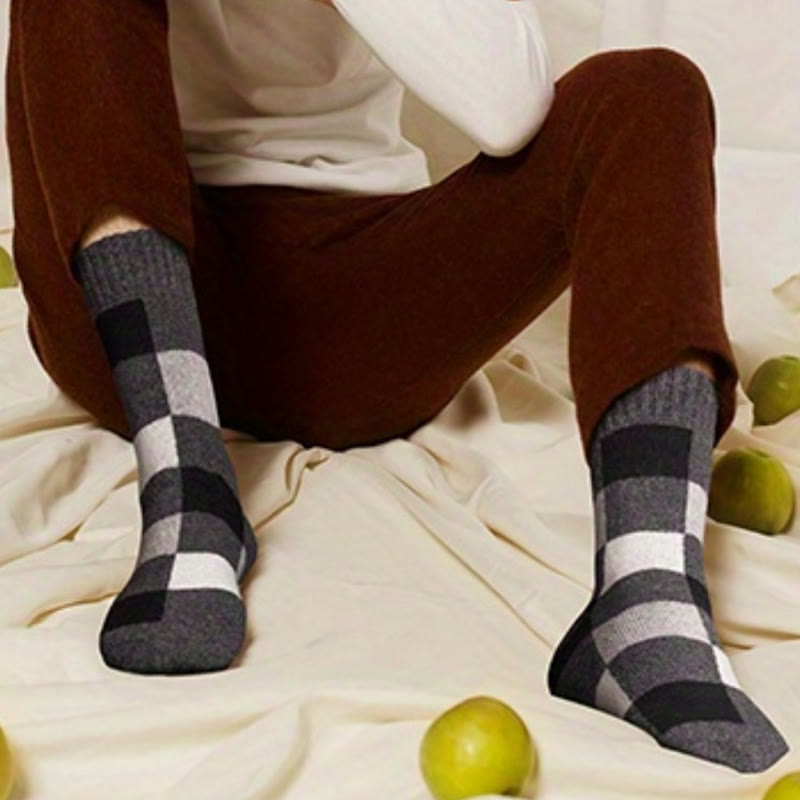 Chaussettes longues chaudes à carreaux grande taille (3 paires) - image 4