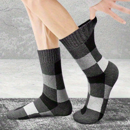 Chaussettes longues chaudes à carreaux grande taille (3 paires) - image 2