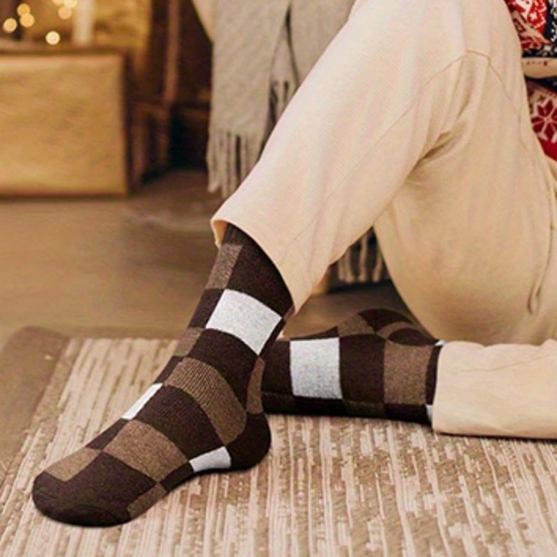 Chaussettes longues chaudes à carreaux grande taille (3 paires) - image 3