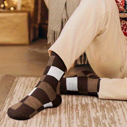 Chaussettes longues chaudes à carreaux grande taille (3 paires) - image 3