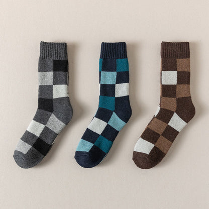Chaussettes longues chaudes à carreaux grande taille (3 paires) - Multicolore - EU39-44(US6-10) - image 5