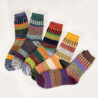 Chaussettes rétro à double aiguille grande taille (5 paires) - Multicolore - EU36-43(US3-9) - image 2
