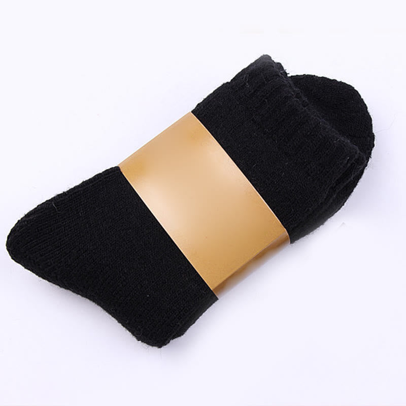 Chaussettes mi-mollet en laine unie grande taille (5 paires) - Noir - EU39-44(US6-10) - image 4
