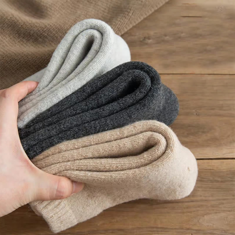 Chaussettes mi-mollet en laine unie grande taille (5 paires) - image 1