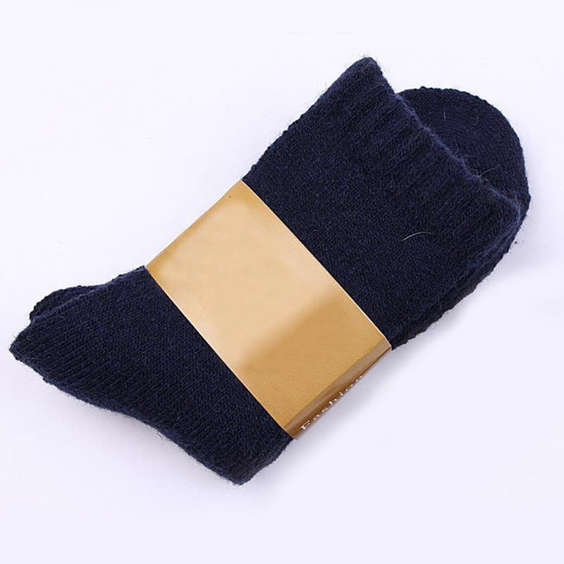 Chaussettes mi-mollet en laine unie grande taille (5 paires) - Bleu marine - EU39-44(US6-10) - image 3