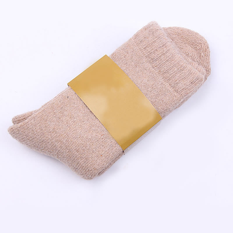 Chaussettes en laine unie (5 paires) - Kaki - EU39-44(US6-10) - image 6