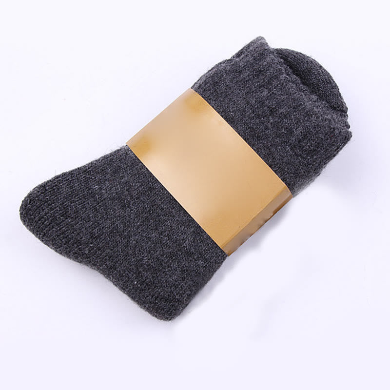 Chaussettes mi-mollet en laine unie grande taille (5 paires) - Gris foncé - EU39-44(US6-10) - image 5