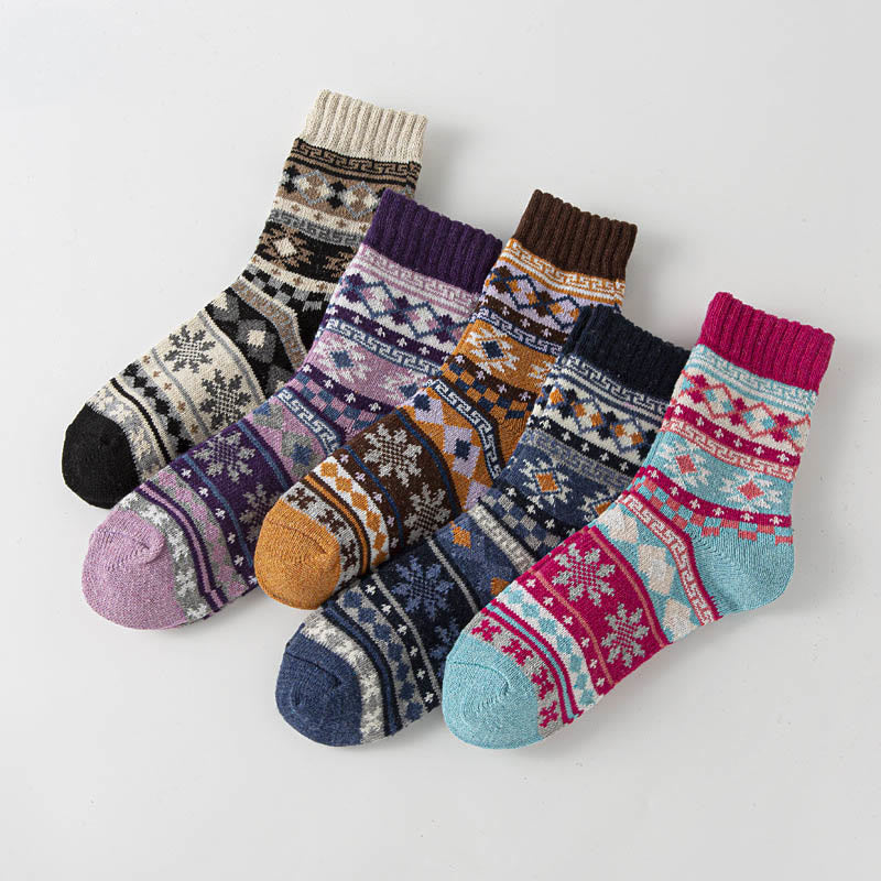 Chaussettes épaisses de style ethnique (5 paires) - C multicolore - EU36-40(US3-7) - image 9