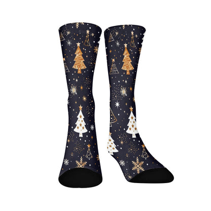 Chaussettes de Noël grande taille avec motif flocon de neige et sapin - Noir - EU37-44 (US4-10) - image 3