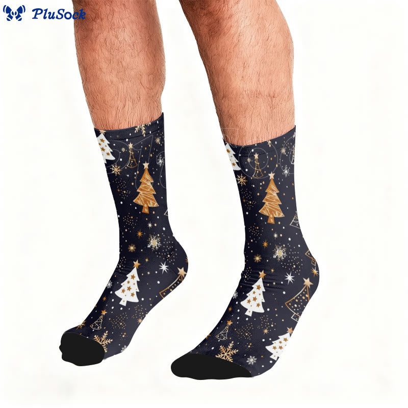 Chaussettes de Noël grande taille avec motif flocon de neige et sapin - image 0