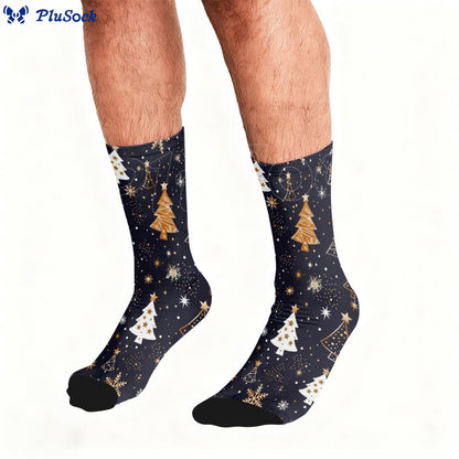 Chaussettes de Noël grande taille avec motif flocon de neige et sapin - image 0