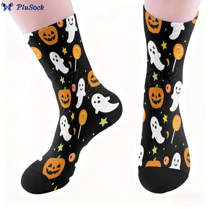 Chaussettes quart de citrouille maléfique grande taille - image 1